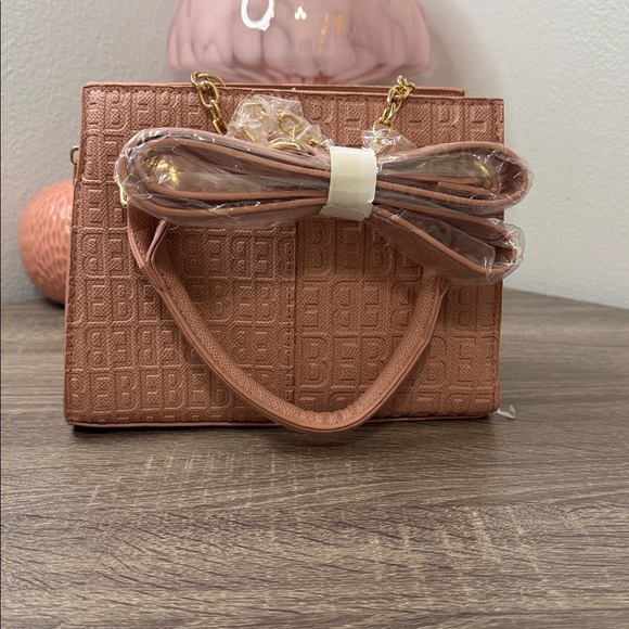 Bebe Dark Blush Mini Satchel with Gold Accents - Picture 5 of 8